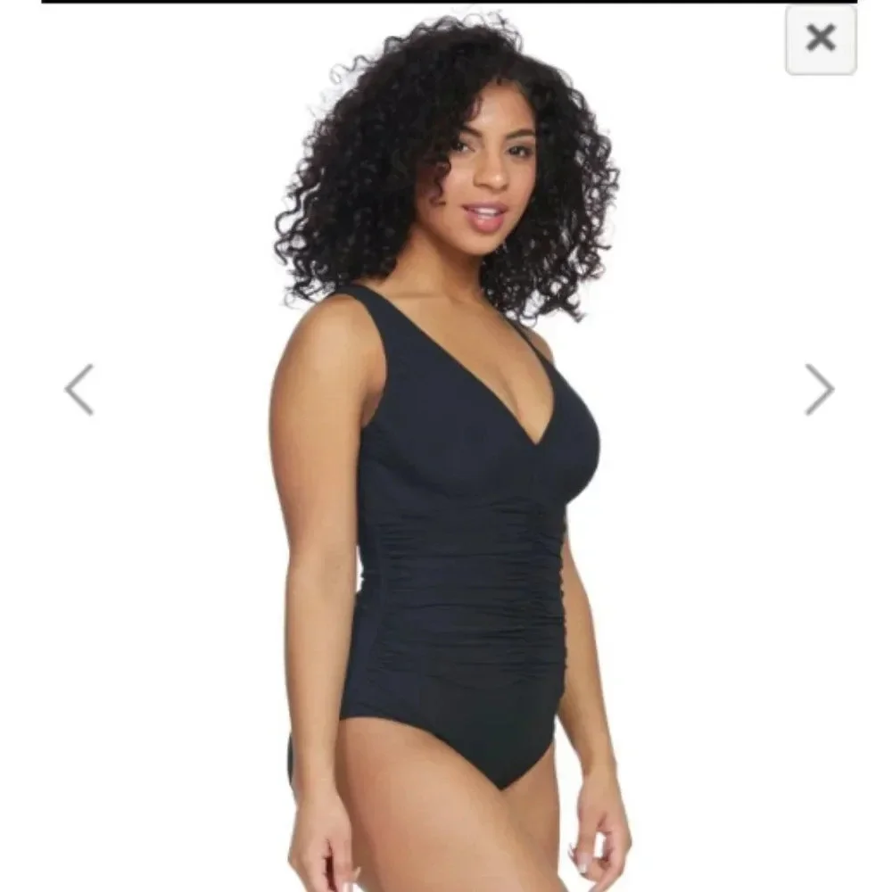 Contours Solitaire V-Neck center Rushing Underwire black One Piece Swimsui… - Picture 6 of 16